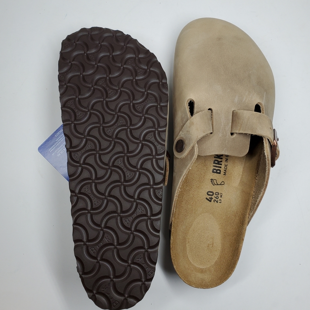 New Birkenstock Boston Tobacco Brown Leather Clogs - Picture 4 of 5